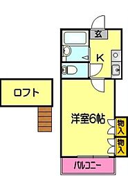 レオパレス南高江 1Kの間取図画像