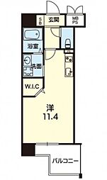 セントラルカーサ藤崎宮 ワンルームの間取図画像
