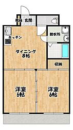 サンハイムつくば 2階2DKの間取り
