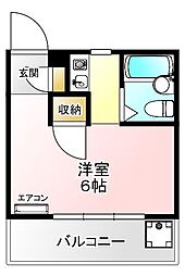 K2ヒルズ ワンルームの間取図画像