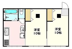 K2ヒルズ 2DKの間取図画像