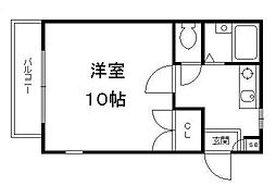 サンライズA 3階1Kの間取り