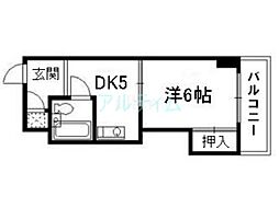 レオ松本 3階1DKの間取り