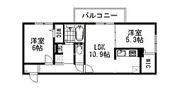 ルーセント伏見稲荷 2階2LDKの間取り