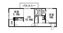 ルーセント伏見稲荷 3階2LDKの間取り