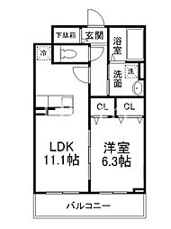 和幸館 3階1LDKの間取り