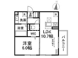 GRAMM六地蔵B棟 1階1LDKの間取り