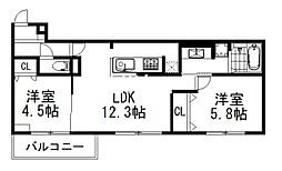 Bell　soar 2階2LDKの間取り