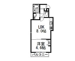 （仮称）桃山水野左近西町新築アパート 2階1LDKの間取り