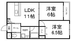 キャンベルリバー1番館 2LDKの間取図画像