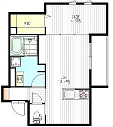 アシアリー 1LDKの間取図画像
