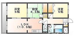 シャトー押部 3階3LDKの間取り