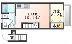 サンフォルテ三木西 1LDKの間取図画像