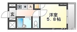 アビリティ塩屋 1Kの間取図画像