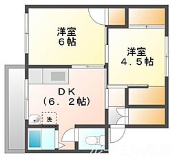 ヴィラナリー加東第2 2DKの間取図画像
