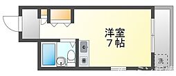 クイーンズコート ワンルームの間取図画像