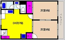 住吉マンション 2DKの間取図画像