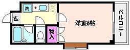 アルファコート 1Kの間取図画像