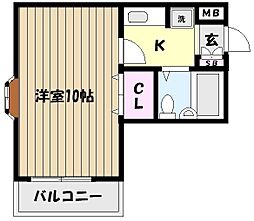 ギャラリティー白晃 1Kの間取図画像