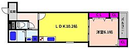 フジパレス御影本町 1LDKの間取図画像