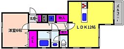 GL宮町 1LDKの間取図画像