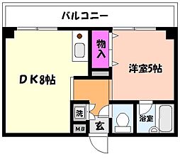 サンライズコート 1DKの間取図画像