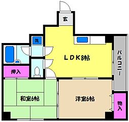 ライフェスト御影パート1 2LDKの間取図画像
