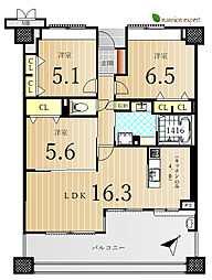 サーパス高松駅前フレシアサンポート 3LDKの間取図画像