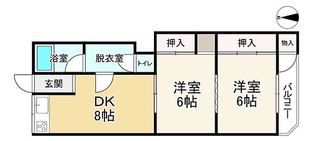 マンション三倉(2DK) 2階の間取り