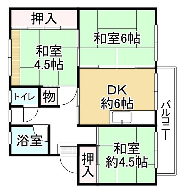 浅香山住宅3号棟(3DK) 5階の間取り