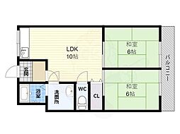 ハイツせせらぎ北棟 2LDKの間取図画像