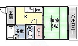 コスモハイツ 1Kの間取図画像