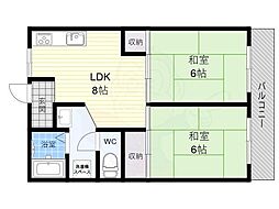 ビューハイム茶の木 2LDKの間取図画像