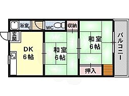 松田マンション 2DKの間取図画像