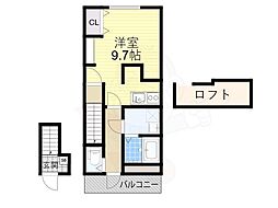 あんしん小畑町08-13001 2階ワンルームの間取り