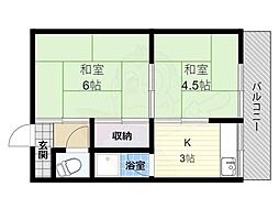 阪南ジャンボハイツ 2Kの間取図画像
