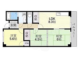 エムテック藤井寺 3DKの間取図画像