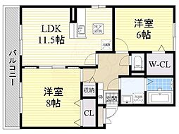 クレール萱振C棟 2階/-