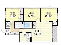 ヴィラロイヤルシティ2 3LDKの間取図画像