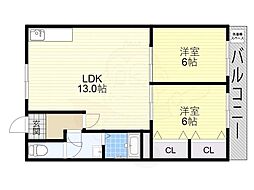 板倉ビル 2LDKの間取図画像