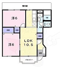 パンビュイッソン1号館 2LDKの間取図画像