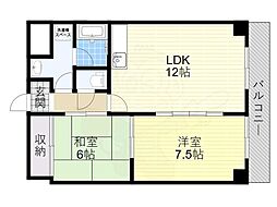 エムテック八尾 2LDKの間取図画像