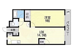 クイーンハイツ久宝寺 1LDKの間取図画像