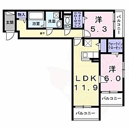山城町4丁目アパート(028328601) 2LDKの間取図画像