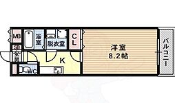 ルミエール八尾2 1Kの間取図画像