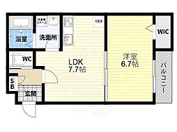 羽曳野市はびきの4丁目アパート 1LDKの間取図画像