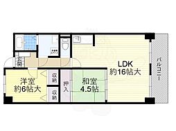 レジデンス佃 2LDKの間取図画像