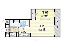 レジデンス喜志 1LDKの間取図画像