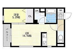 リーヴェ恵我之 1LDKの間取図画像