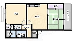 聖ソレアードA棟 2DKの間取図画像